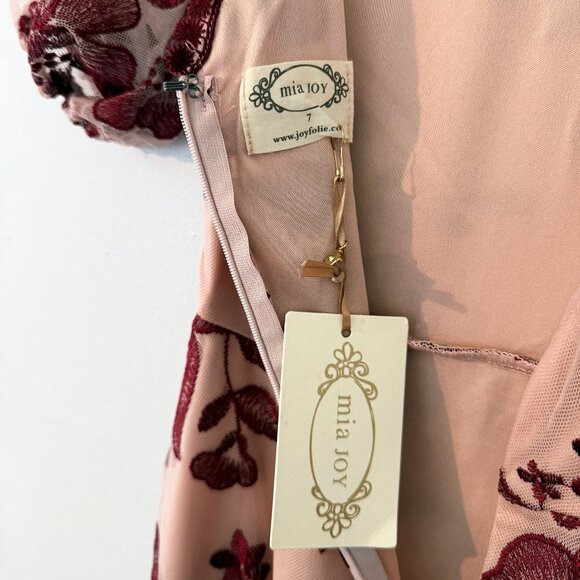 AS IS Joyfolie MIA JOY girls Verona burgundy LACE floral sharkbite formal bridal - Picture 10 of 15